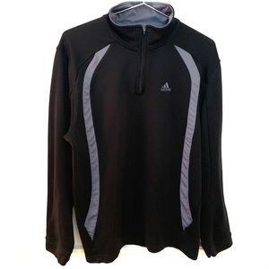 ADIDAS Three Stripe Quarter-Zip Pullover, black and gray